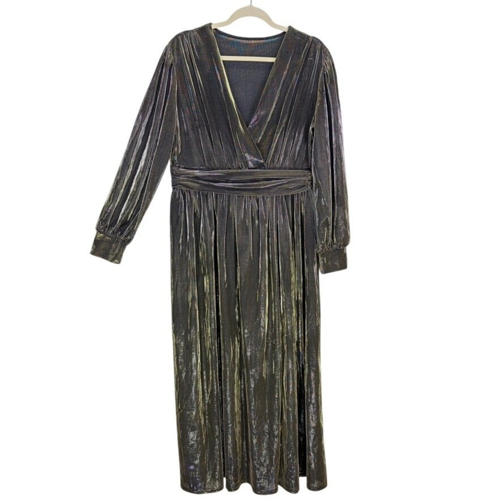 Womens Maxi Formal Dress XXL Gold Metallic Shimmer Prom Event Mother of Bride